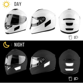 Autodomy Reflective Stickers and Reflectors for Motorcycle Helmet and Motorcyclists with Sports Design | Pack of 9 (White Reflective)