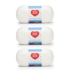 Red Heart Soft Baby Steps White Yarn - 3 Pack of 141g/5oz - Acrylic - 4 Medium (Worsted) - 256 Yards - Knitting/Crochet