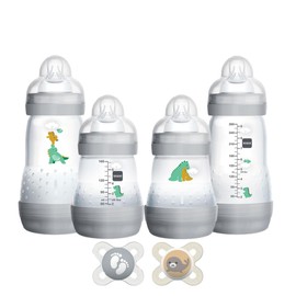MAM Feed & Soothe Feeding Set, Newborn Essentials Must Have for 0-3 Months, Including 6 Pieces, Anti-Colic Baby Bottle Self-Sterilizing, Skinsoft Silicone Pacifiers, Baby Gift, Unisex