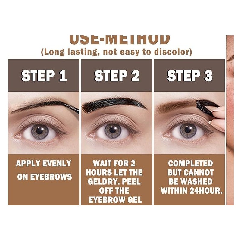 Semi-Permanent Eyebrow Tattoo Gel Paste with Easy Peel-Off Formula for