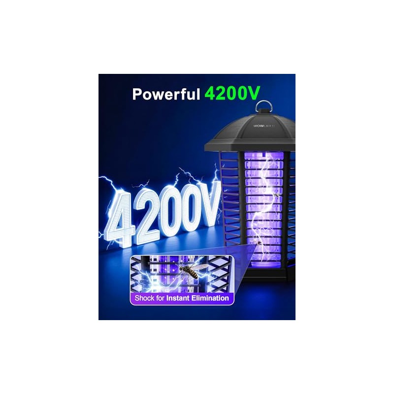 WowCatch LED Bug Zapper Outdoor, IPX4 Weatherproof, Up to 50,000
