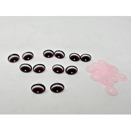 Pair of Zim's 15mm Brown, Black and White Oval Comical Cartoon Plastic Safety Eyes for Craft Amigurumi Dolls, Toys or Puppets (Pack of 8)