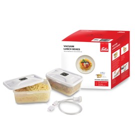 Solis Lunch Boxes as Vacuum Container to Take, 2 x Vacuum Cans: 600 ml each, Rectangular Vacuum Container for Vacuum Sealer with Hose Connection Set