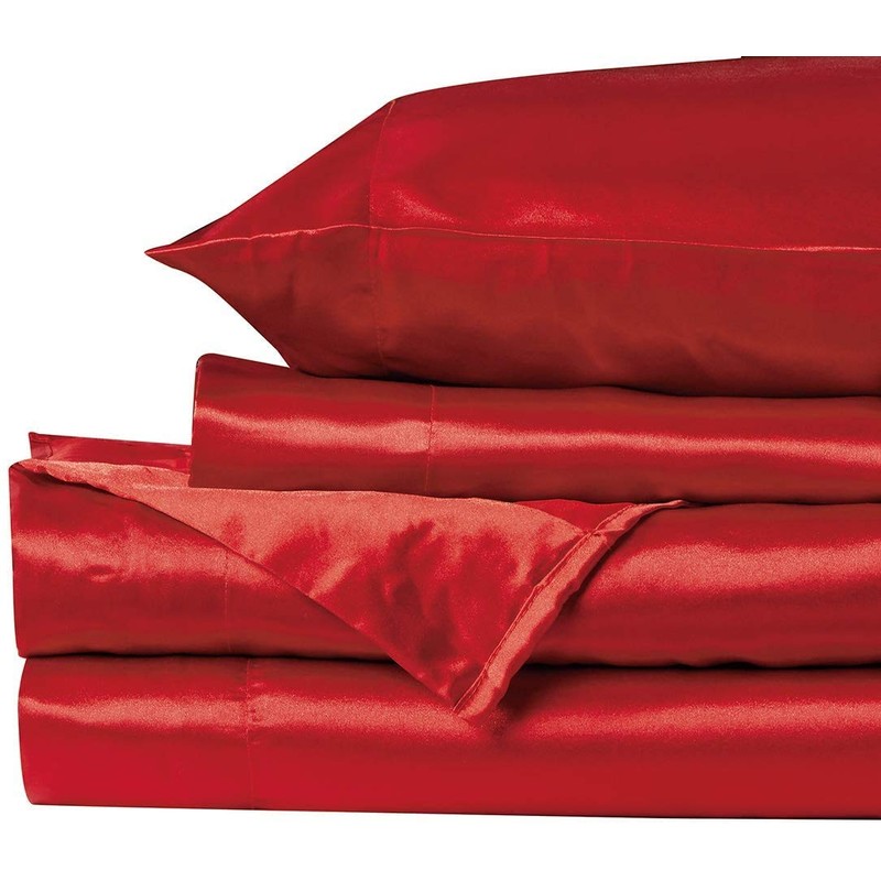 Mk Collection 4pc Soft Silky Satin Solid Color Deep Pocket