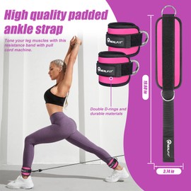 NEALFIT Ankle Strap for Cable Machine, Gym Ankle Cuff for Kickbacks, Leg Extensions, Glute Workouts, Booty Hip Abductors Exercise for Women and Men (Single, Pink)