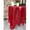 BTF Home Glitter Red Sequin Tablecloth,50x50 Inches Sparkle Red Table