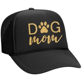 FitCrush Lifestyle Dog Mom Glitter Trucker Hat Black