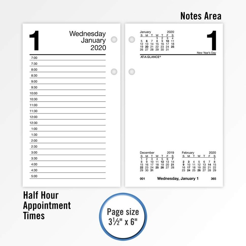 AT-A-GLANCE 2020 Daily Desk Calendar Refill, 3-1/2" x 6", Desk