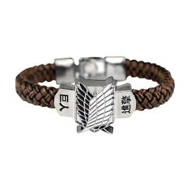 GAUEIOUR Attack Anime Necklace,Anime Scout Regiment Badge Bracelet Cosplay Leather Rope Weaving Bracelet Bracelet Anime Fans Advanced Atmosphere Bracelet