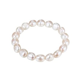 Valero Pearls Women's Pearl Bracelet with Baroque Freshwater Cultured Pearls 9-10 mm White Flexible / without Clasp, Freshwater Cultured Pearls