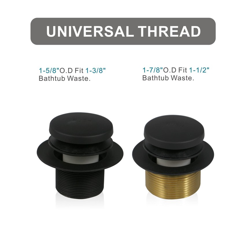 Black Bathtub Drain Tip-Toe Single Hole,Welsan Tub Drain Trim Set