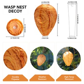 v2croft 6 Pack Wasp Nest Decoy, Hanging Fake Wasp Nest to Keep Away Wasps, Hornets and Yellow Jackets, Outdoor Use and Waterproof