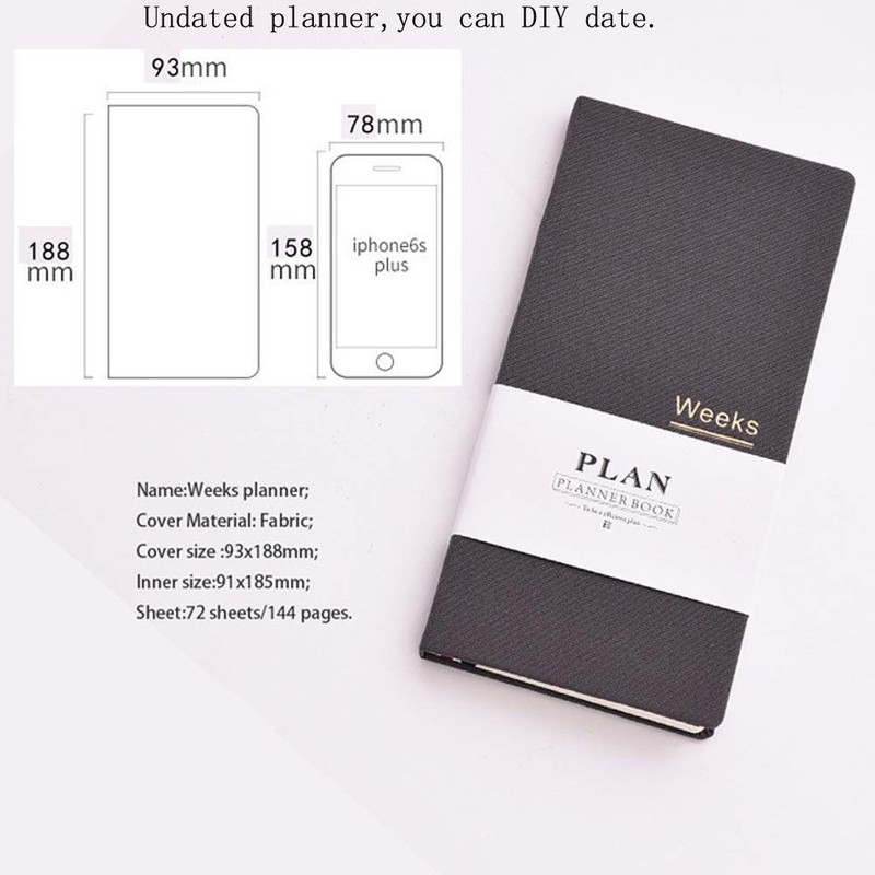 Undated Pocket Weekly Planner Schedule Organizer Agenda Year Month Week