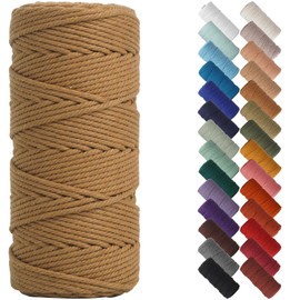 NOANTA Coffee Macrame Cord 3mm x 109yards, Colored Macrame Rope, Cotton Rope Macrame Yarn, Colorful Cotton Craft Cord for Wall Hanging, Plant Hangers, Crafts, Knitting