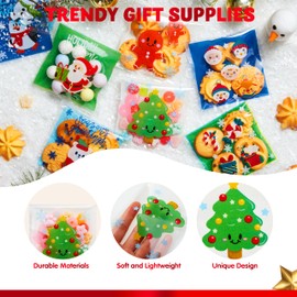 JOYIN 300 PCS Christmas Cookie Bags Self-adhesive Candy Bags Plastic Cellophane Treat Bags for Package Holiday Goodie, Party Favors, Winter Holiday Party Supplies