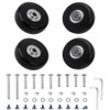 Suitcase Casters 4-Piece Set Replacement Kit Diameter 46mm Black Rubber