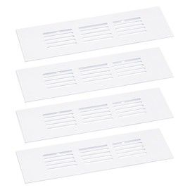 sourcing map Air Vents Cover, 4Pcs 150 x 50mm - Aluminum Alloy Mesh Air Return Vent Cover, Rectangle Louvered Ventilation Grille for Shoe Cabinet Wardrobe (White)