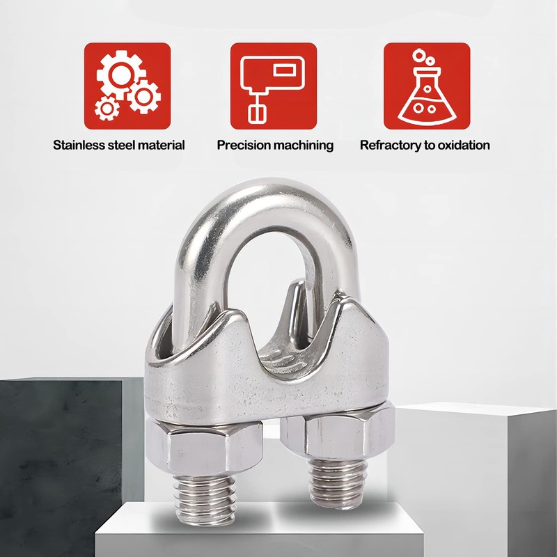 Bailinks 10 Pcs Wire Rope Clamp M4, 304 Stainless Steel