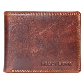 Bull Burry Brown Glazed Smart Designed Tri-fold Wallet Made Whole from Cowhide with RFID (Data Protection)