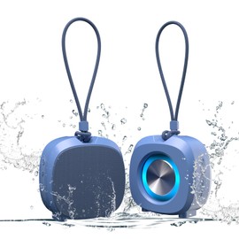 TWS Bluetooth Speaker Clear Loud Stereo Sound Portable Wireless Speaker with Lights IPX5 Waterproof Speakers BT5.3 Small Speakers Long Playtime for Home/Party/Outdoor/Beach Electronic Gadgets (Blue)
