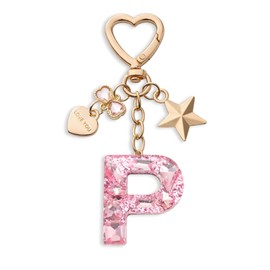 CHUQING Keyring Letter Pink Key Ring Initial Letter with Letters for Girls Women, Pink-p, S