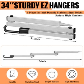 Maxcheck 6 Pack Tree Stand Bow Hanger Bow Hooks for Hunting Folding Bow Holder Archery Shooting Gear Accessories Outdoors Sports Supplies (Gray, 34 Inch)