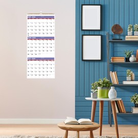 2026 Wall Calendar - 3 Month Calendar 2026 Vertical, Jan 2026 - Dec 2026, 3 Month Wall Calendar 2026, 11 x 26 In Open, 2026 Calendar with Large Print, Holidays, Thick Paper, Priorities ＆ Notes, Purple