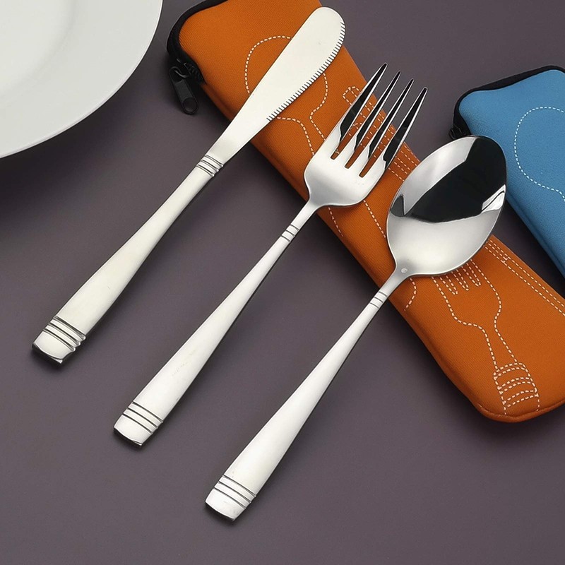 DynkoNA Travel Flatware Set of 2, 6 Pieces Camping Silverware