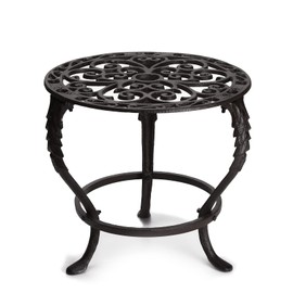 BRASSTAR Cast Iron Plant Stand Flower Pot Holder Heavy Duty, Vintage Rustic European Style Indoor Outdoor Garden Decoration 12.2 Inches Tall TQGJPT150