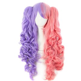 CEXIN Harajuku Style Heat Resistant Wig, Color Wig, Lolita Cosplay Wig, Ponytail, Twin Tail, Curl, Long Costume, Events, Fancy Dress, School Festivals, Year-end Party