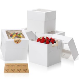COTOPHER 15Pcs 6x6x6 Inches Mini Cake Boxes, Square Bakery Boxes with Window, Cake Containers for Pastries, Cookies, Chocolates, Cupcakes, Birthday Party Cake Decorating Supplies for Gift Giving