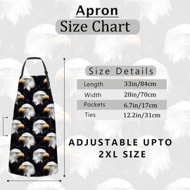 cromcu Bald Eagle Apron for Adult,Oxford Fabric Cooking Kitchen Adjustable Waterproof Heat Insulation Aprons with 2 Pockets,Ideal Gifts for BBQ,Baking,Housewarming,Chef,Coffee House,Shop,28x33in