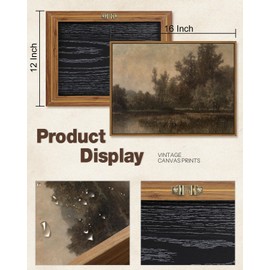 Vintage Landscape Art Prints Forest Lake Scenery Wall Art Moody Swamp Pictures Wall Decor Nature Wilderness Illustrations Fine Art Decor Framed for Living Room Bedroom Farmhouse Office - 12x16 Inch