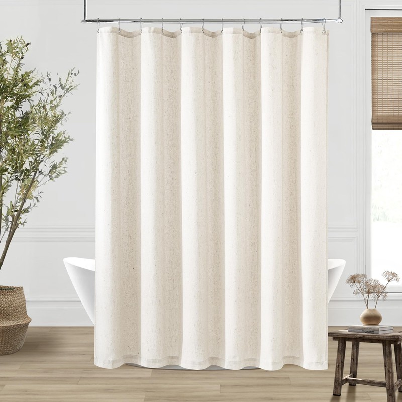 DUKIYO Extra Long Linen 84 Inch Shower Curtain Neutral Modern