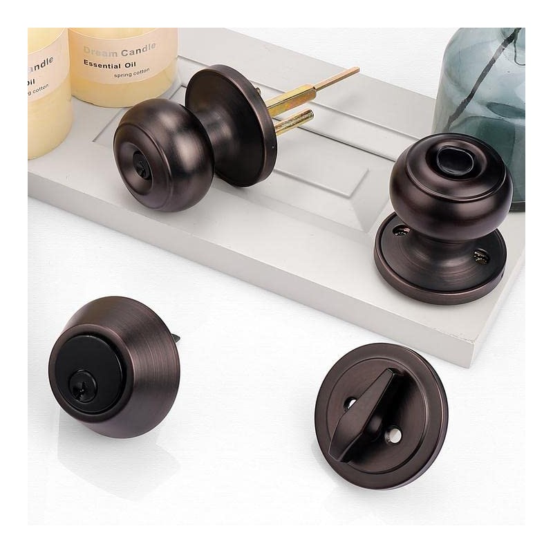 Probrico Entry Door Knob Keyed Alike with Single Cylinder Deadbolt