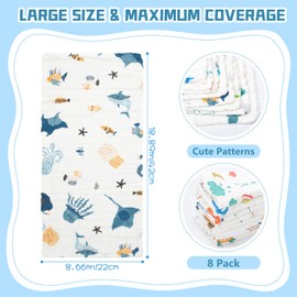 Baby Muslins Pack, Muslin Cloths for Baby Girl Boy 20x10 Inch, 8 Pieces Soft Muslin Cloth 6 Layers Muslin Squares Burp Cloths Baby Wash Cloth Muslin Face Cloths Baby Newborn Essentials