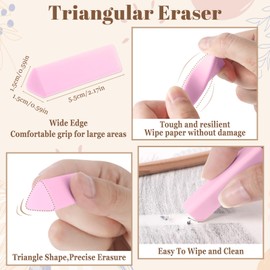 Dunzoom 100 Pack Block Pencil Erasers Aesthetic Triangle Gum Erasers Bulk for Drawing Art, School, Classroom, Office, Back to School, Teachers, Kids, Party Favors, Gifts Supplies(Pink)