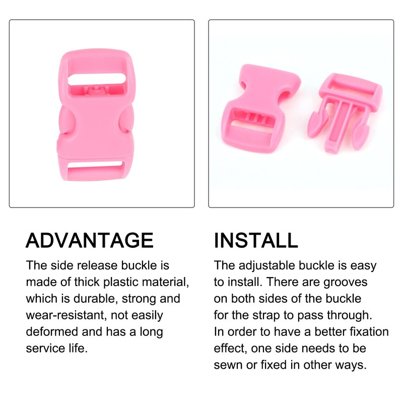 METALLIXITY Side Quick Release Buckle (10-11mm/0.4"-0.43") 5Pcs, Plastic Adjustable Buckles