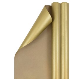 JAM Paper Gift Wrap - Kraft Wrapping Paper - 50 Sq Ft Total - Gold Kraft Paper - 2 Rolls/Pack