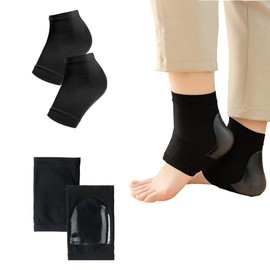 2 Pairs Heel Protectors Soft Gel Heel Cups Black Heel Cushion Pads for Cracked Dry Feet Care