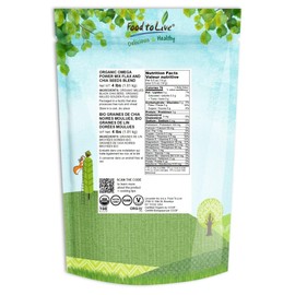 Food to Live Organic Omega Power Flax and Chia Seeds Blend, 4 Pounds Cold-Milled from Whole Seeds, Non-GMO, Vegan, Kosher, Bulk. Rich in Omega 3 Fatty Acids. Perfect for Smoothies and Shakes