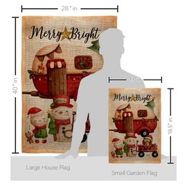 Angeleno Heritage Winter Camping Bright Garden House Flag Kit Wintertime Christmas Santa Marry Xmas Present Reindeer Season Snow Decoration Banner Small Yard Gift Double-Sided, Made in USA