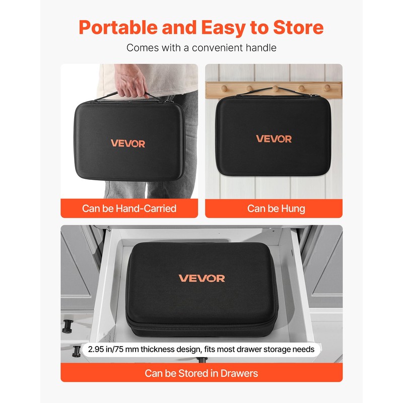 VEVOR Battery Organizer Storage Box, Battery Case Bag with Tester