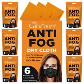 Care Touch Anti-Fog Dry Cloth - Anti Fog Wipes for Glasses - Individually Wrapped Suede Microfiber Cloth - Safe for All Lenses - 24-Hours Fog Free - Care Touch Lens Wipes - Eyeglass Cloth for Cleaning