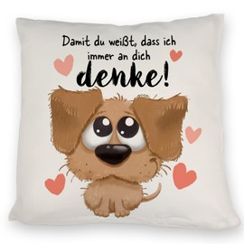 speecheese Hund Kissen mit Spruch Damit du weißt DASS ich Immer an Dich denke EIN süßes DekoKissen für Paare Romantisches Motiv süßer flauschig Frauen Valentinstag kuscheliger Kissen bezug