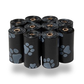 Best Pet Supplies Dog Poop Bags (150 Bags) for Waste Refuse Cleanup, Doggy Roll Replacements for Outdoor Puppy Walking and Travel, Leak Proof and Tear Resistant, Thick Plastic - Black