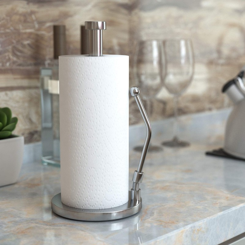 High Tension Arm Kitchen Roll Holder, Brushed Steel Kitchen Roll