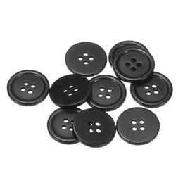 HARFINGTON 10pcs 32L Sewing Buttons 4/5"(20mm) Resin Round Flat 4-Hole Craft Buttons for Sewing Clothing and DIY, Black