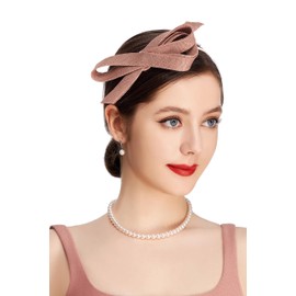 BABEYOND Fascinators Hats for Women - Tea Party Hat Kentucky Fascinator Derby Cocktail Bridal Wedding Ribbon Hair Clip Nude Pink