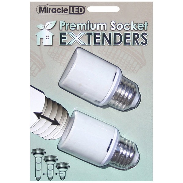 Miracle LED 605150 U.L. Listed Socket Extenders for LED Bulb, White, 2-pack